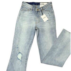 LNDN Light Wash Distressed Straight Leg Jeans | Size 25